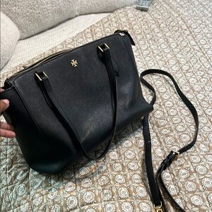 Tory Burch Black Leather Tote Bag